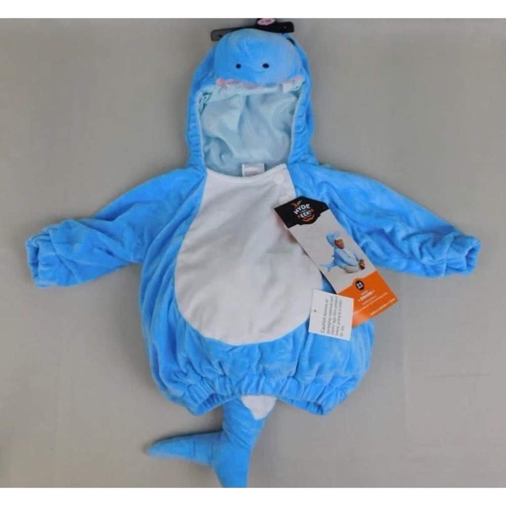 Hyde & EEK Boutique Infant Shark Halloween Costume Blue Plush Hooded 0-6M NWT